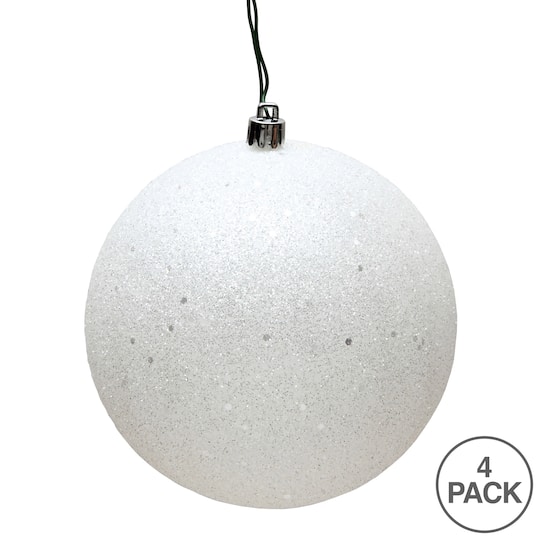 Vickerman 4.75" White Sequin Ball Ornaments, 4ct.